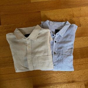 Rails Men's BUNDLE Beige and Blue Striped Shirts size Large